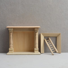 1:12 Scale Mini Wooden Fireplace Model DIY Dollhouse Furniture Decor