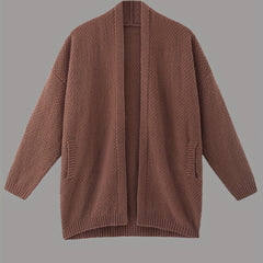Solid Knit Long Sleeve Open Front Cardigan