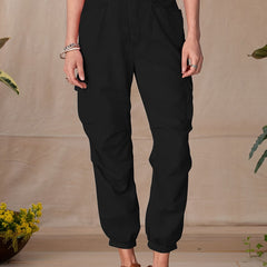 Solid Jogger Pants Casual Elastic Waist Long Length Pants