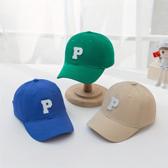 Boys P Letter Embroidered Baseball Cap Adjustable Comfortable Sun Hat