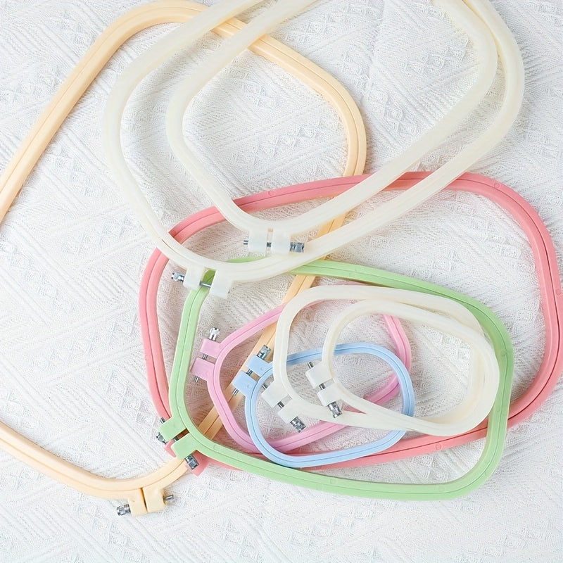 4pcs Colorful Plastic Embroidery Hoop Rectangular Frame for Cross Stitch
