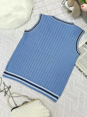 Youth V Neck Knitted Vest Uniform Varsity Style