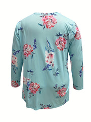 Floral Print Long Sleeve Open Front Cardigan