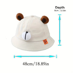 Baby Boys Bear Fisherman's Hat Sunscreen Bucket Cap Outdoor Hiking