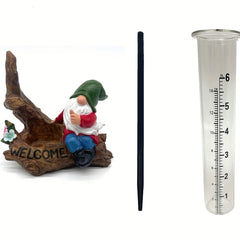 Gnome Statue Rain Gauge Decorative Garden Yard Lawn Glass Rain Gauge