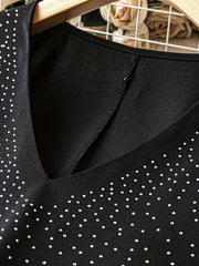 Women's Plus Rhinestone Long Sleeve V Neck Loose Fit Dress