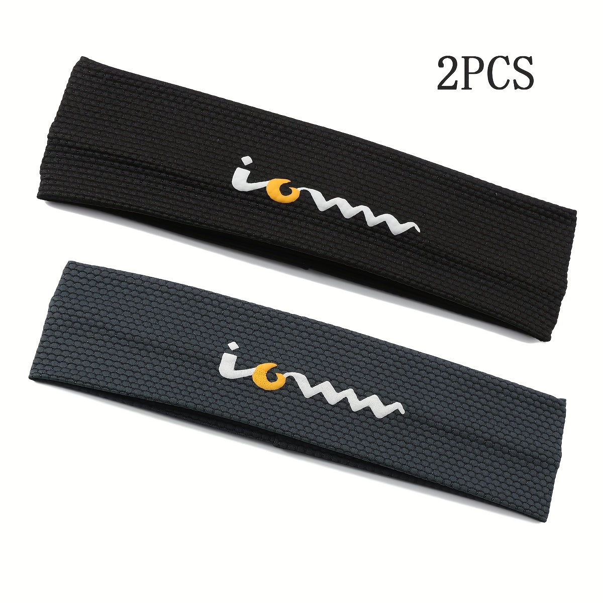 2pcs Men's W Logo Sports Headbands - Adjustable Sweat Wicking Knit Fabric