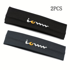 2pcs Men's W Logo Sports Headbands - Adjustable Sweat Wicking Knit Fabric