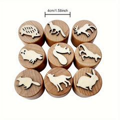Wooden Forest Animal Footprint Play Dough Stamps Set