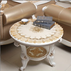 Waterproof PVC Golden Lace Tablecloth for Parties and Home Decor