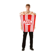 Adult Popcorn Costume Vest Red & Stripes with Bold POPCORN Print