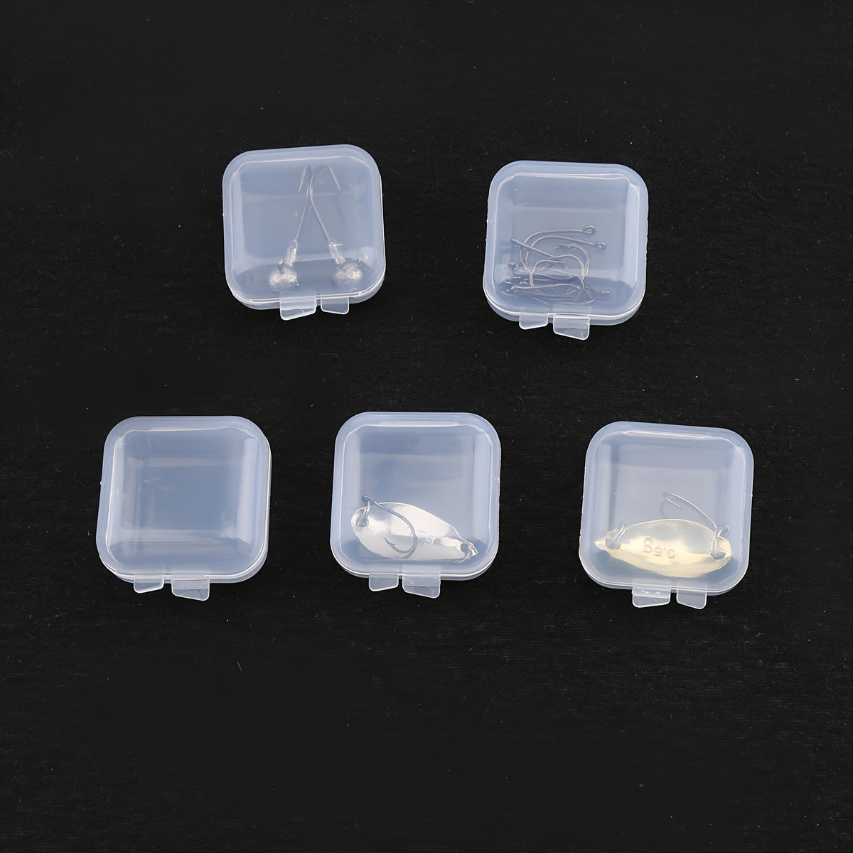 4pcs Mini Square Fishing Bait Box Transparent Fishing Tackle Storage