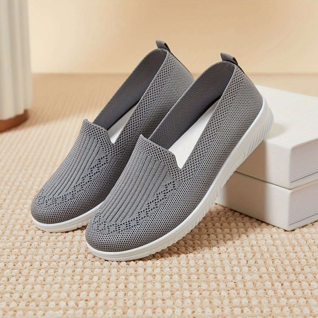 Women's Knitting Slip-On Flats Breathable Casual Low Top Walking Shoes