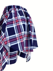 Plaid 5 High Waist Shorts With Wrap Cover Up