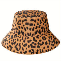 Leopard Print Reversible Bucket Hat Lightweight Sunscreen Fisherman Cap