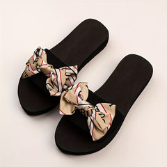 Women's Bowknot Flat Sandals Slip On Comfy Shoes