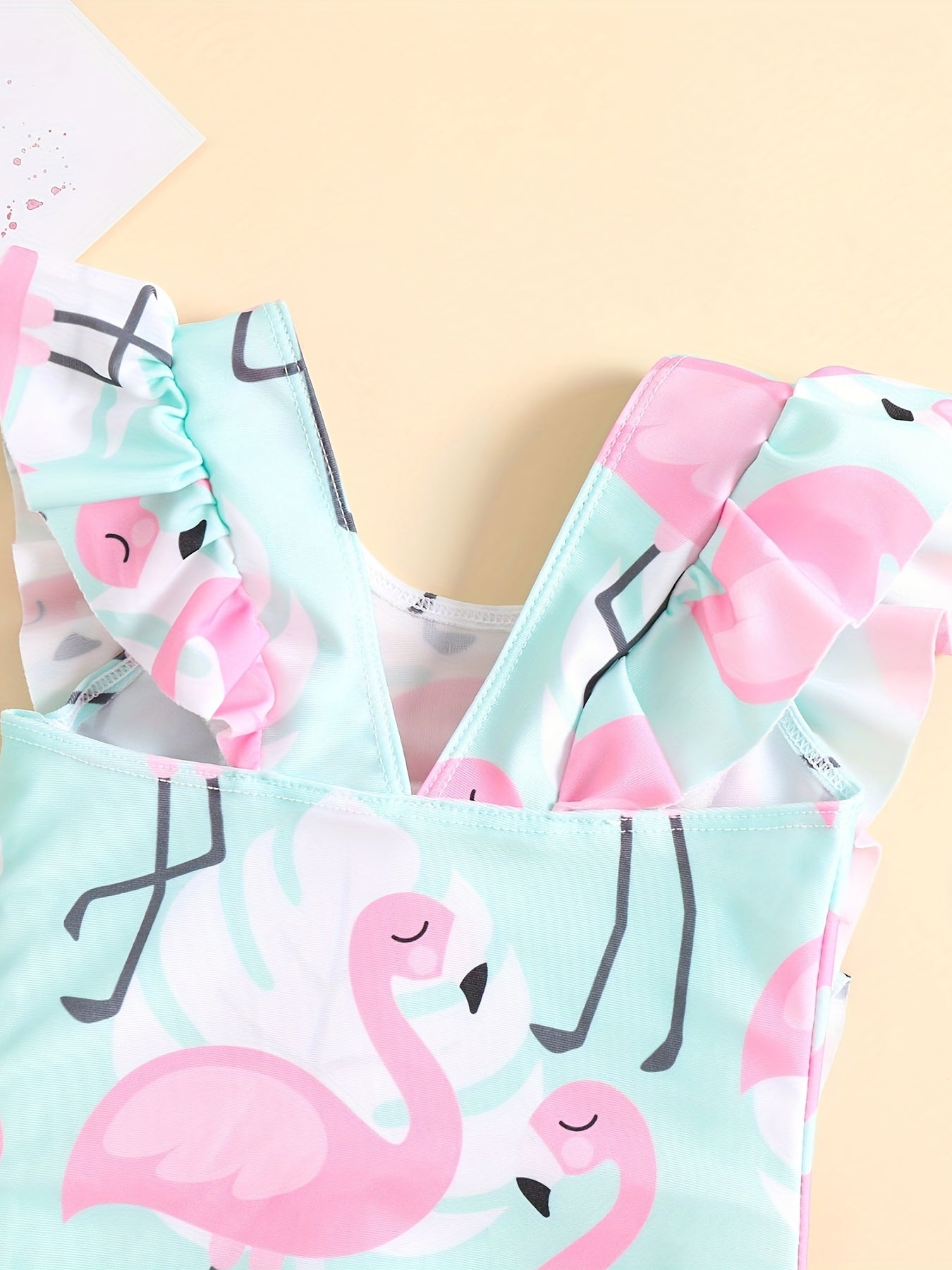 Flamingo Graphic One Piece Swimsuit for Baby Girls