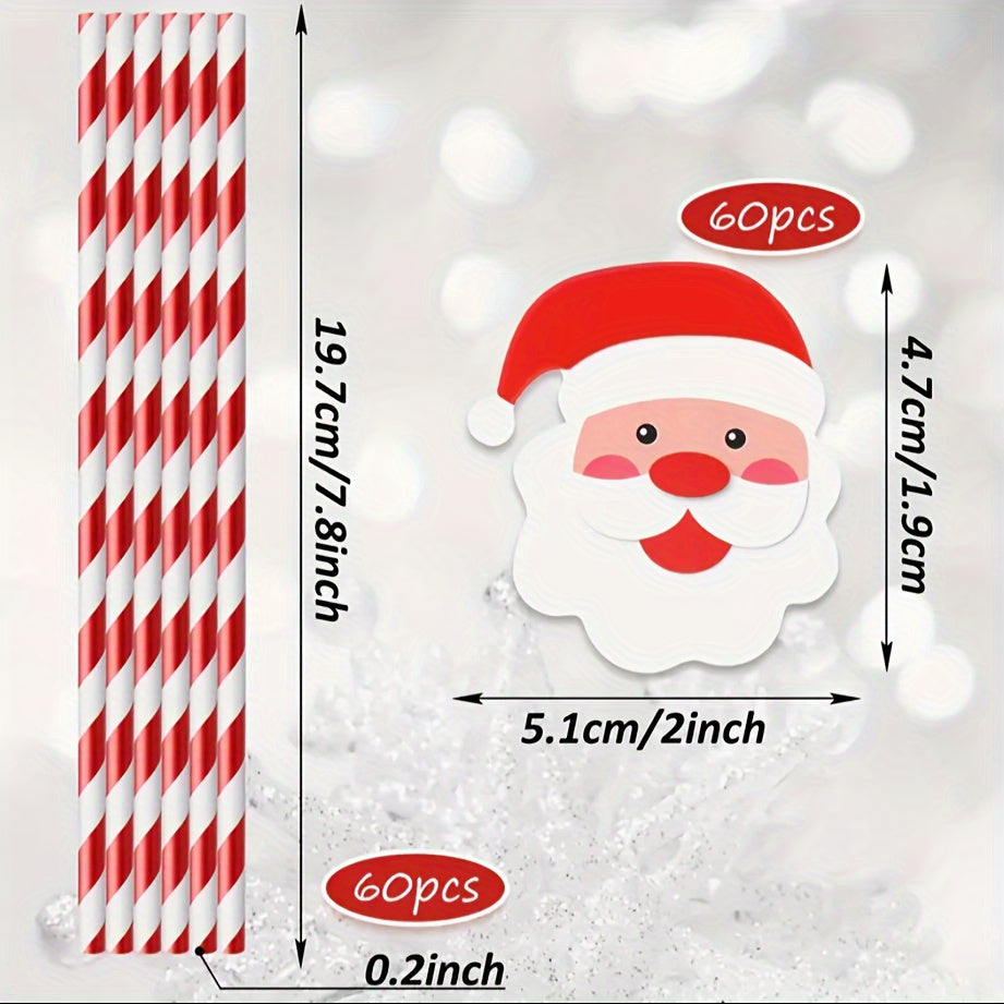 Christmas Paper Straws Set Biodegradable Party Decorations