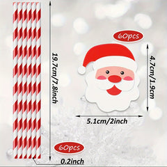 Christmas Paper Straws Set Biodegradable Party Decorations