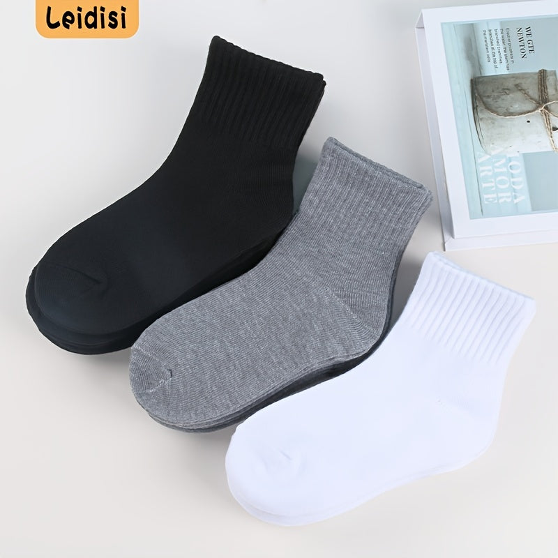 6 Pairs Boys Kids Casual Plain Socks Breathable Comfy Sports Socks
