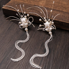 Tassel Faux Pearl Hair Clips 2pcs 1pair Headwear Bridal Party Styling