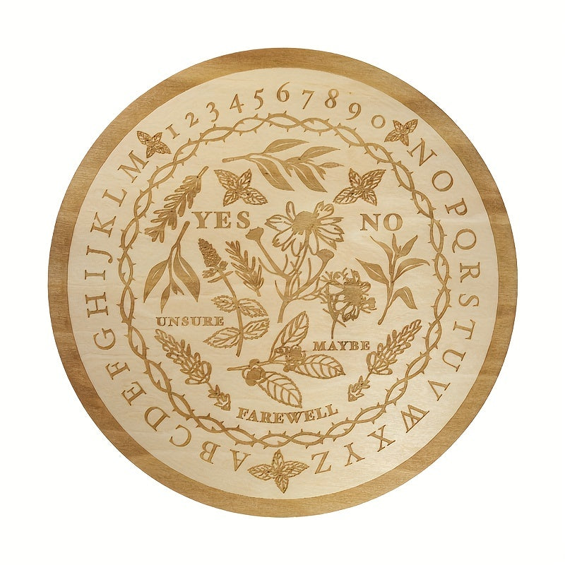 Wooden Floral Spirit Board Pendulum Herbal Round Talking Game Witchcraft Decor