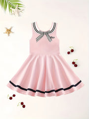 Girls Preppy Style Sleeveless Dress for Summer