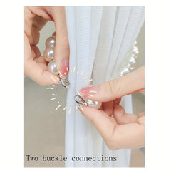 2pcs Beige Pearl Curtains Tieback Home Decor