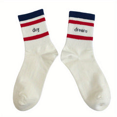 Striped Print Mid Tube Socks for Women