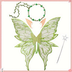 4pcs Fairy Wings Flower Crown Magic Wand Elf Ears Women Role Play Themed Parties