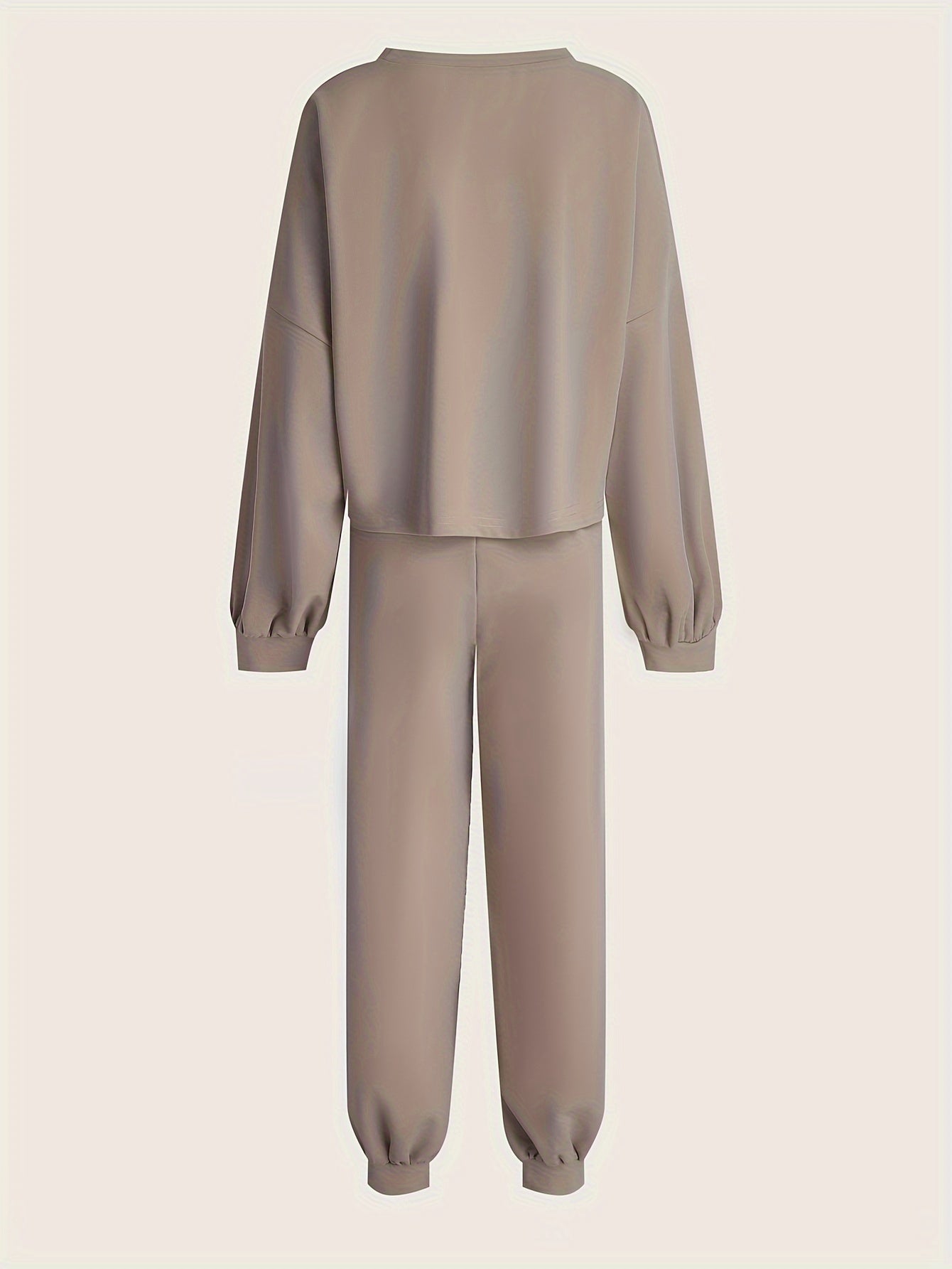 Solid Long Sleeve Top & Joggers Fitness 2 Piece Set