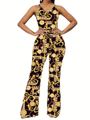 Graphic Print Spaghetti Strap Jumpsuit Casual Sleeveless Jumpsuit