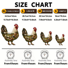 Wooden Puzzle Farm Chicken Trio Vibrant Mixed Colors Brain Stimulation Focus