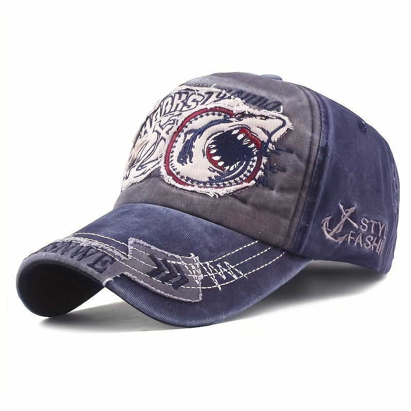 Embroidered Big Shark Baseball Cap for Men and Women