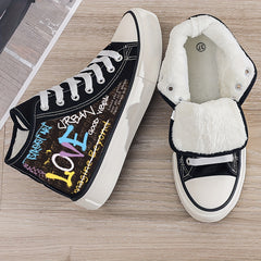 Warm Plush Lined Chunky Canvas Sneakers