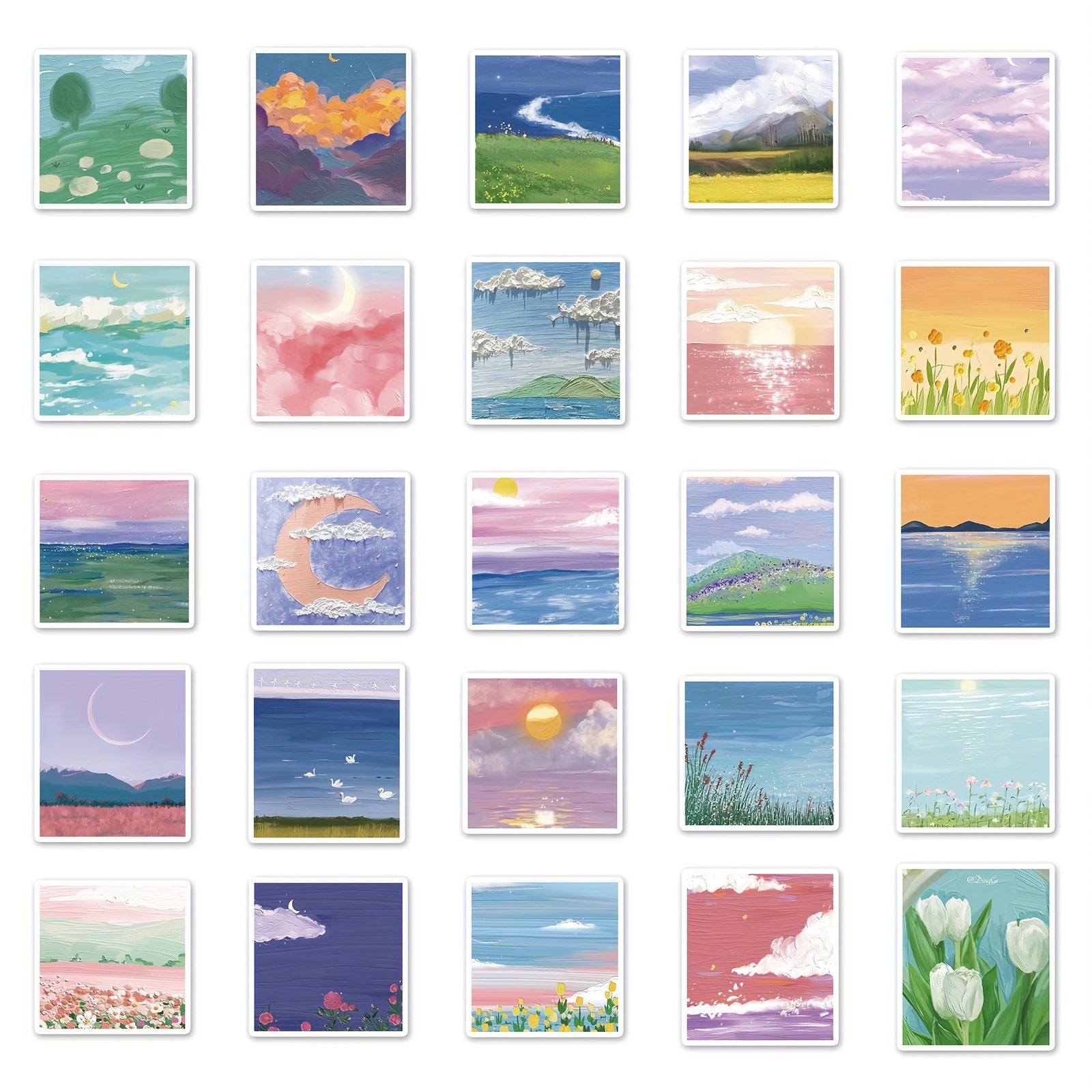 50pcs Landscape Painting Graffiti Stickers Laptop Helmets Water Cup Decoration