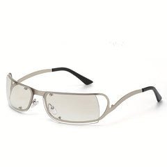 Y2K Wrap Around Hollow Sunglasses Cyberpunk Gradient Glasses UV400