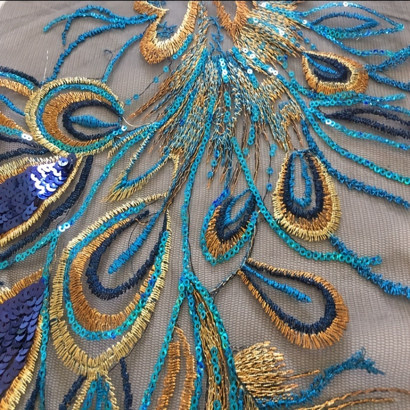 Phoenix Tail Sequin Embroidery Cloth Patch DIY