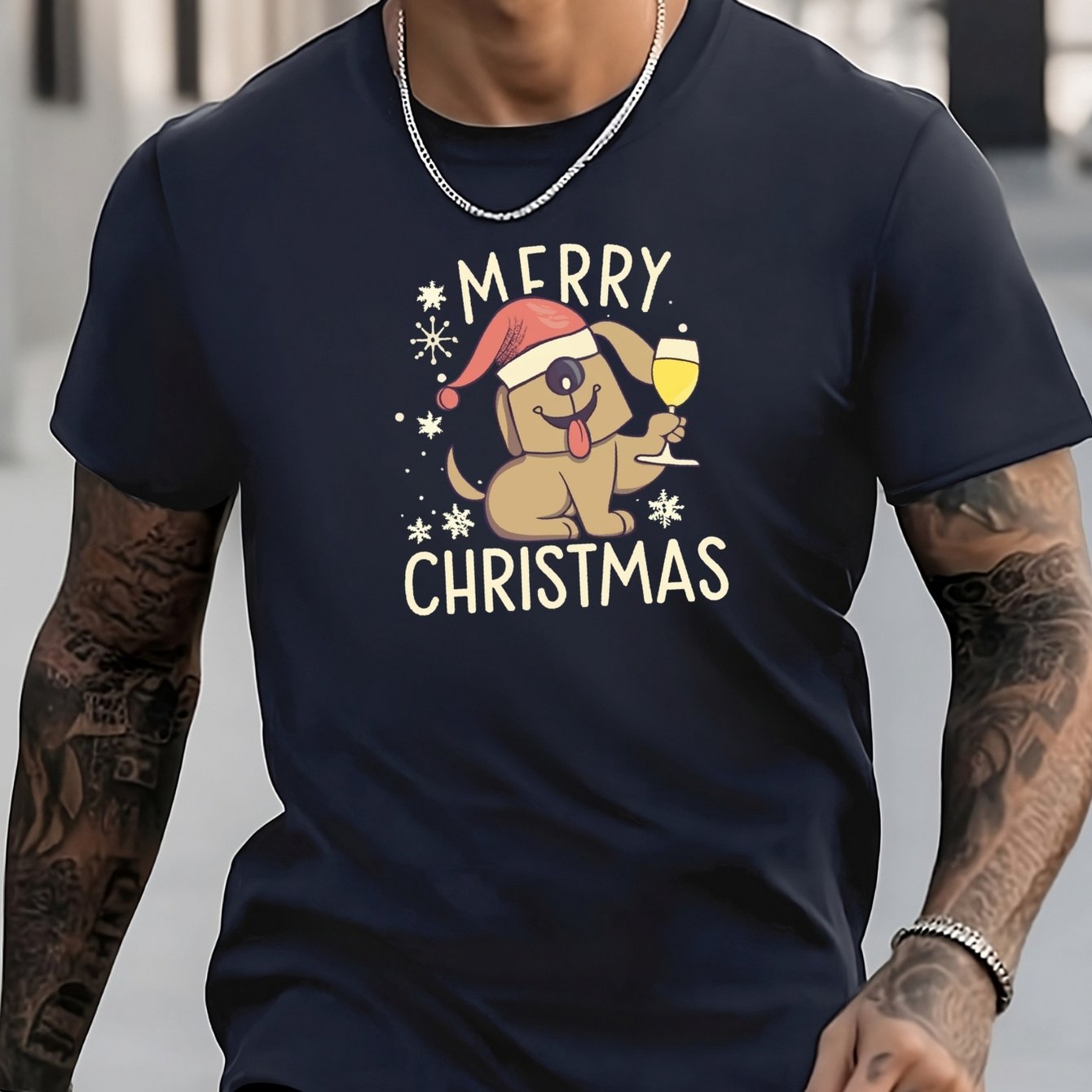 Men's Dog Pattern Tee Top for City Walk