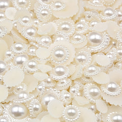 200Pcs Pearl Sunflower Flatback Beads Jewelry Making Crafts Decoration