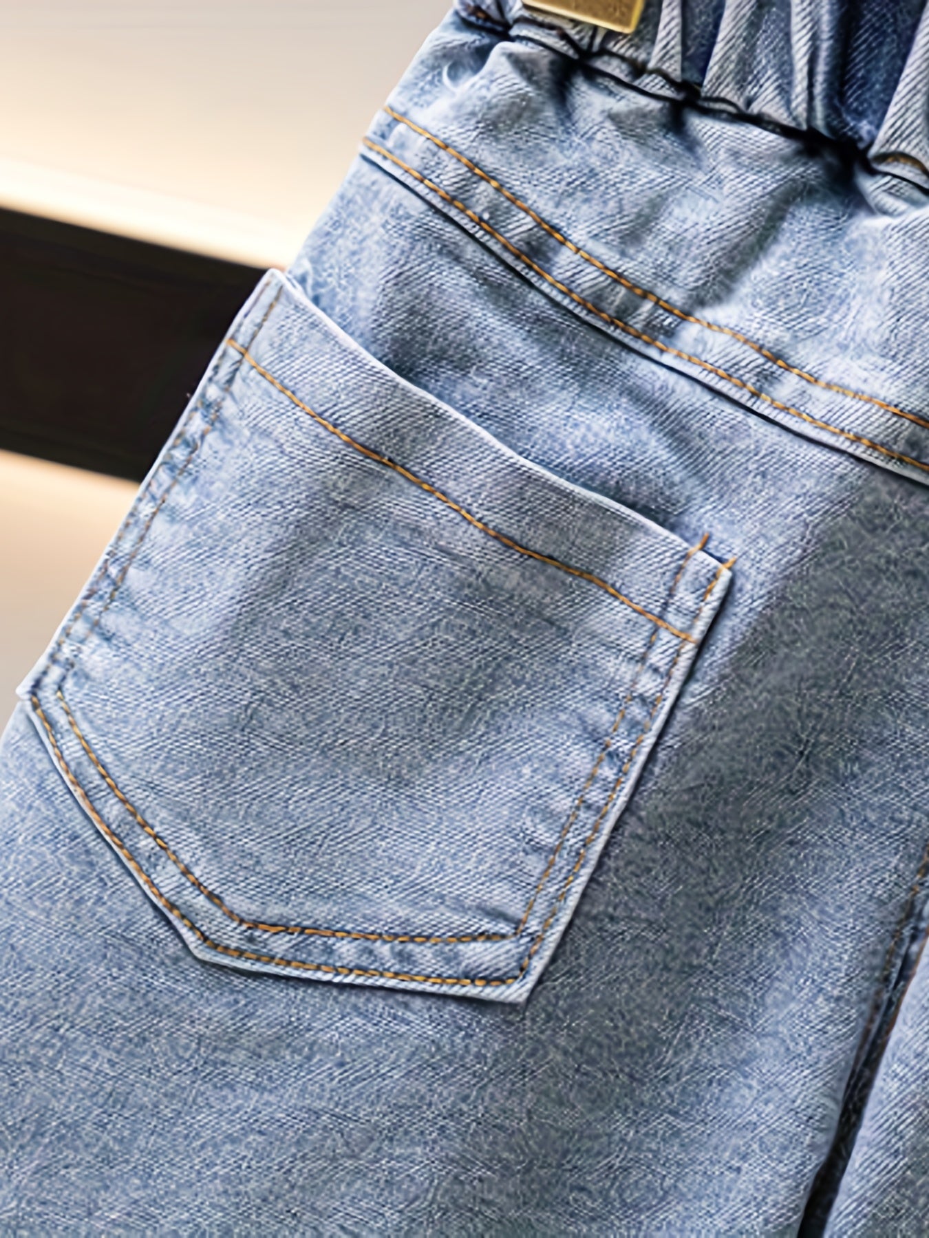Boys Letter Print Denim Jeans Cropped Pants Bottoms With Pockets