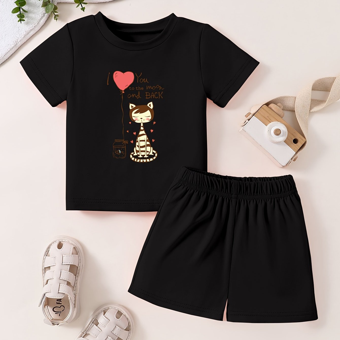 Toddler Kid 2pcs Bottoming Set Short Sleeve T shirt & Matching Shorts