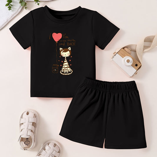 Toddler Kid 2pcs Bottoming Set Short Sleeve T shirt & Matching Shorts