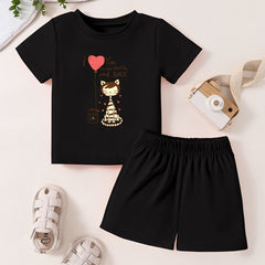 Toddler Kid 2pcs Bottoming Set Short Sleeve T shirt & Matching Shorts