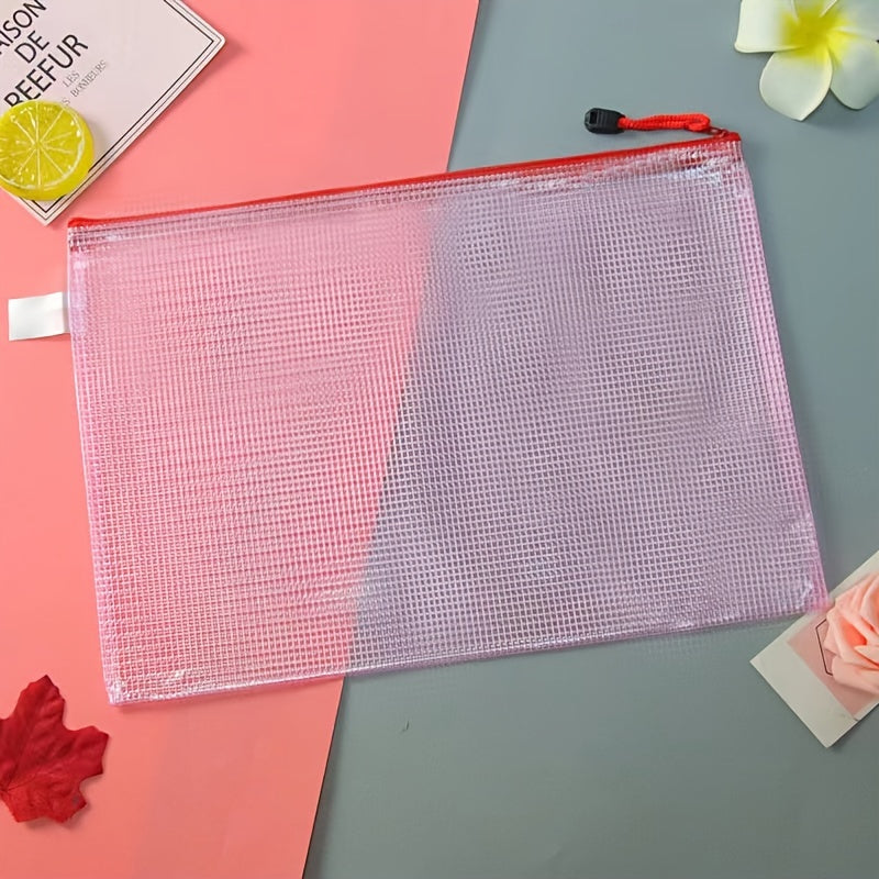 Waterproof Transparent Zipper Bag A4 A5 Mesh Stationery Bag
