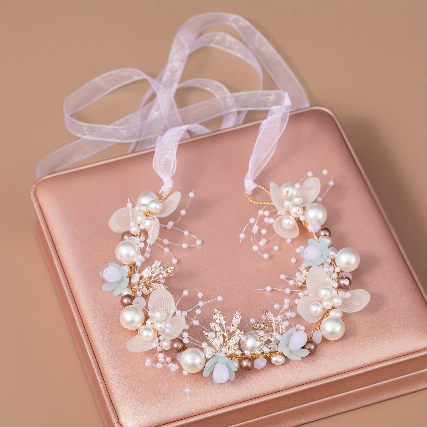 Floral Pearl Bridal Headband Flower Wedding Accessory
