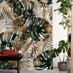 Leaf Print Shower Curtain 71x71in with Hooks