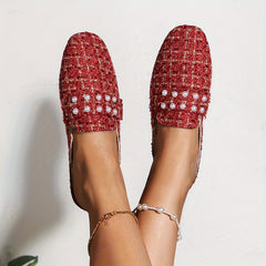 Women's Faux Pearl Mules Slip On Shoes