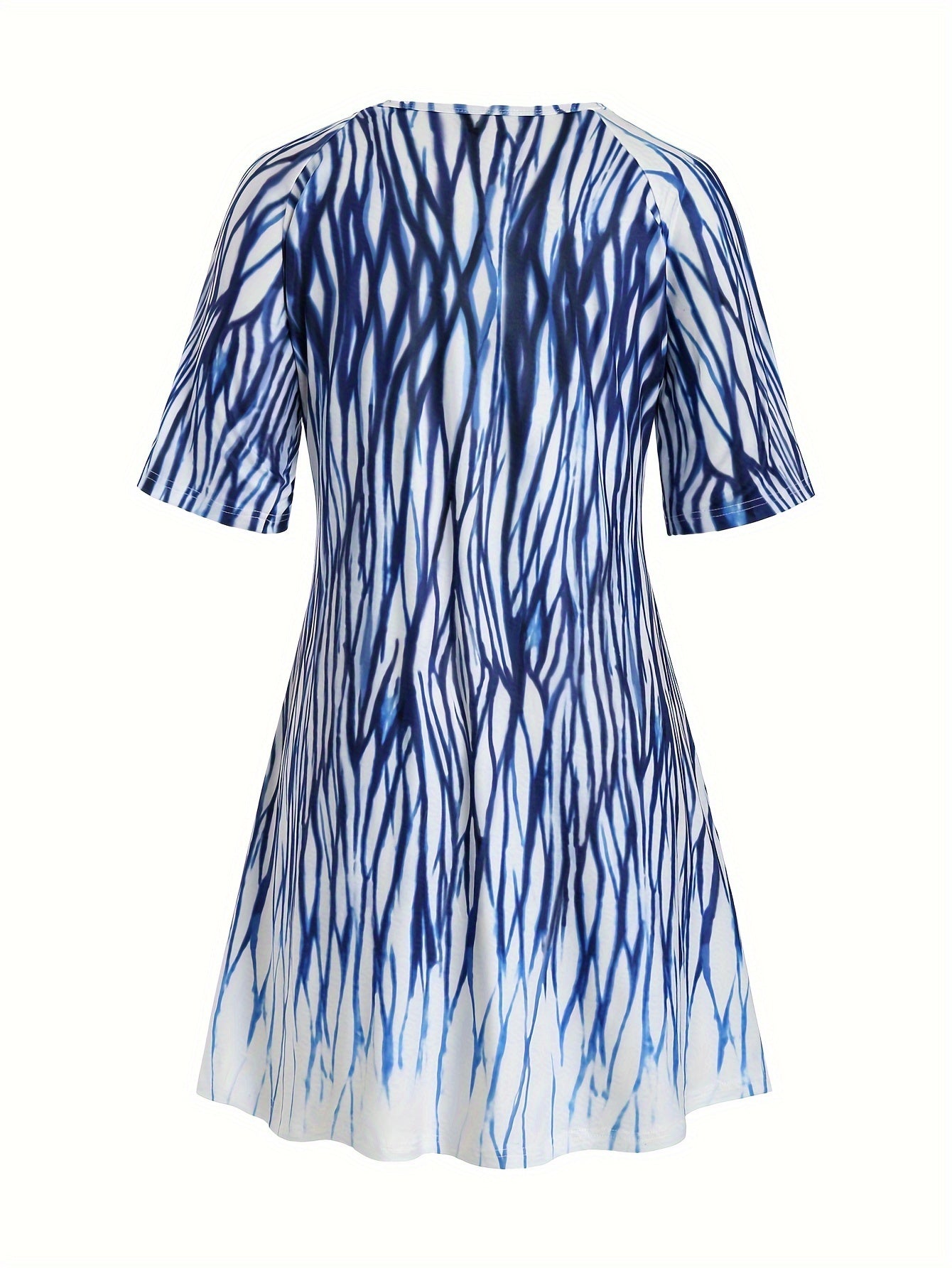 Colorblock Leopard & Tie Dye Striped Raglan Sleeve Sleep Dress