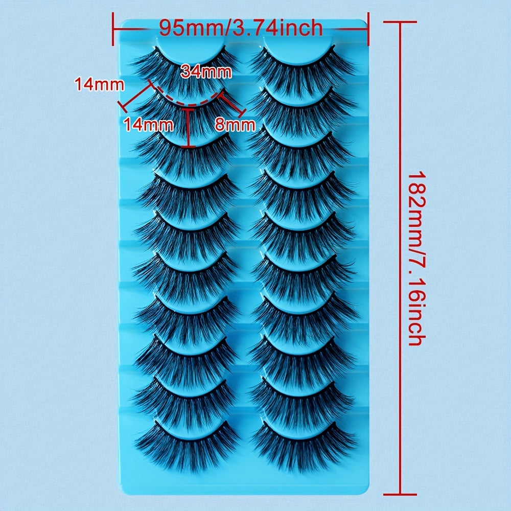 10 Pairs Mink Lashes Fluffy Soft Wispy Natural Cross Eyelash Extension